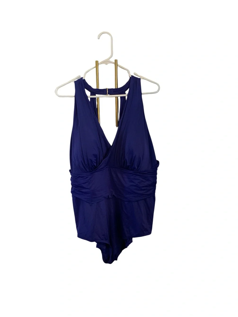 Badgley Mischka Plus size Dip BackMaillot One piece Swimsuit royal blue Vacation - Picture 10 of 12